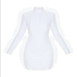 White Bandage Chiffon Frill Bodycon Dress